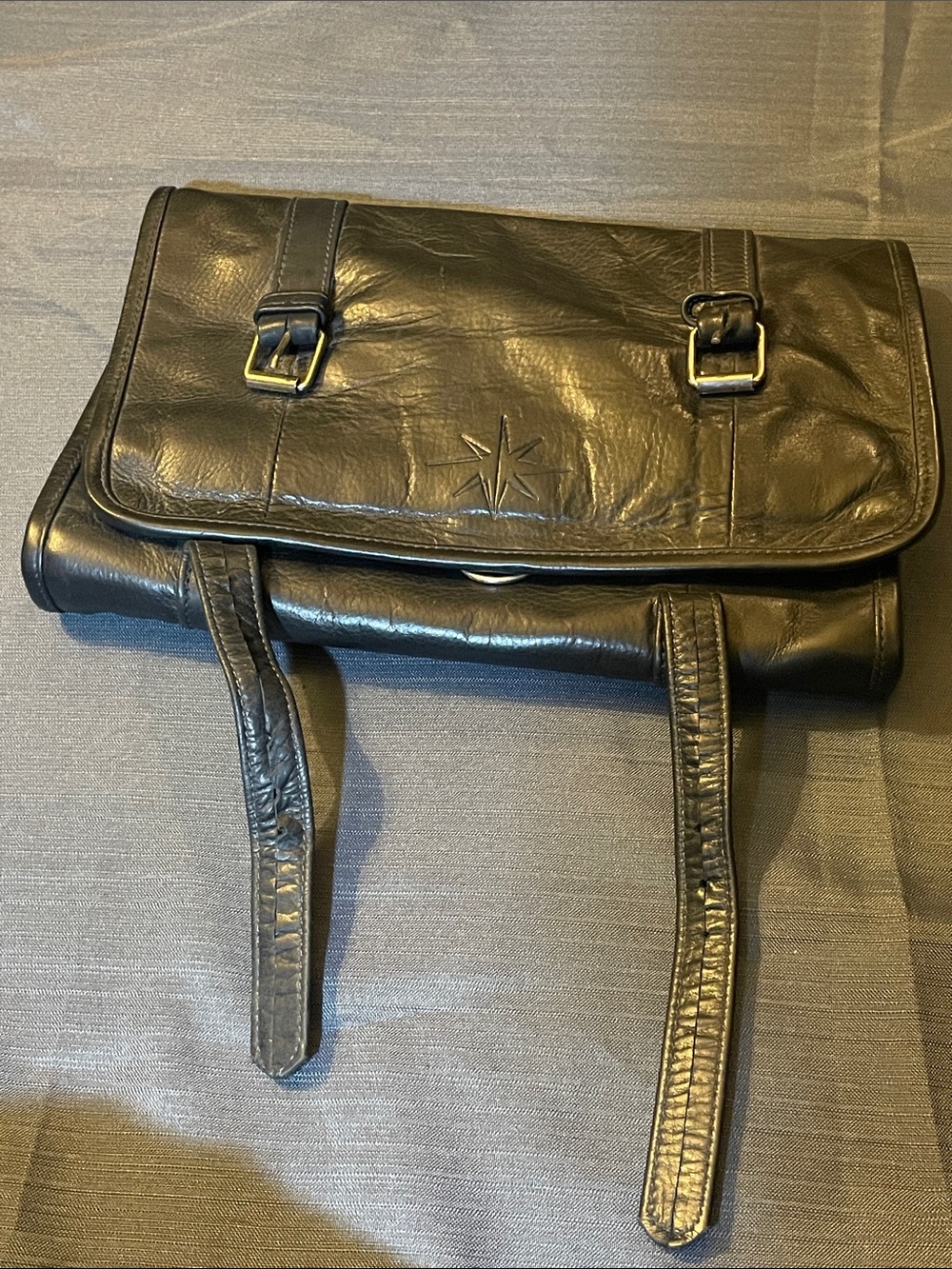 Rudsak Black Leather Travel Bag with Starburst Emboss